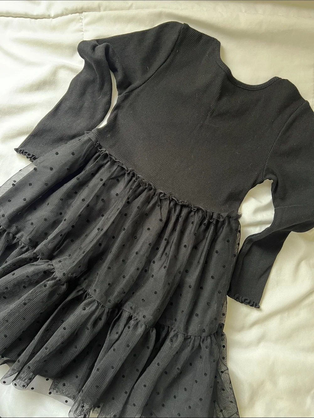 GAP Black 5T Long-Sleeve Tulle Dot Party Dress